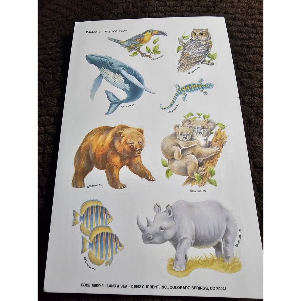 Vintage Current 1992 Land & Sea‎ 1 Sheet Of Stickers